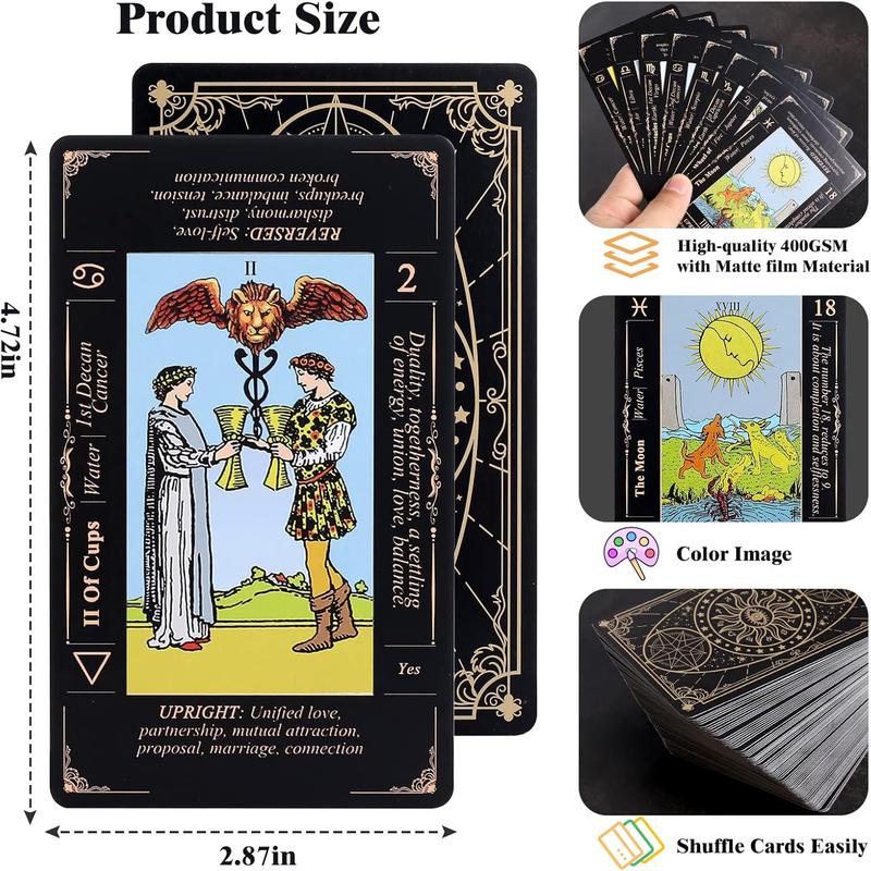 78-Card Classic Tarot Deck with Guide Book & Linen Carry Bag – Original Tarot Cards for Beginners & Experts, Fortune Telling with Meanings