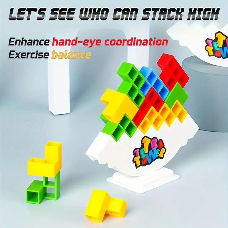 Aiqriwv 48 Pcs Tetra Tower Game, Stack Attack Game, Tetra Tower Stacking  Game, Team Tower Game for Kids & Adults, Balance Stacking Blocks Game, Board Games Building Blocks Toy for Birthday, Christmas, Halloween, and Easter Gift for Children