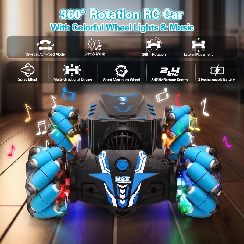 2.4G Remote Control Car, 1 Count Rechargeable Transformer Stunt Car with Light & Sound Effect, Multi-functional Remote Control Car, Birthday Gift for Kids