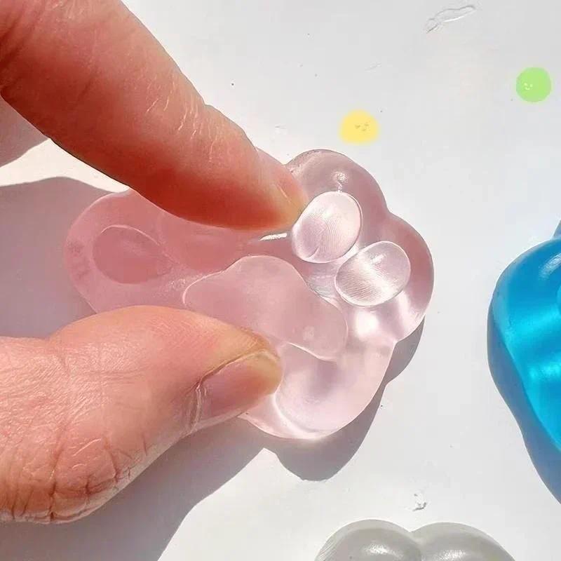 set Jelly Cat Claw Soft Stress Relief Toy Cat Paw Sticky Squeeze Toy Relaxing sticky squishy Transparent Fidget Toy