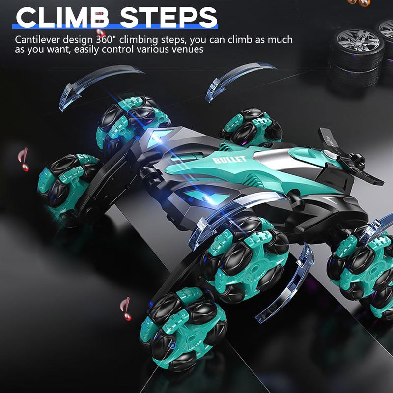 8-wheel 2.4GHZ Remote Control Drift Stunt Car with Music and Lights, Gesture Sensing Climbing Car, Music Spray Stunt Car