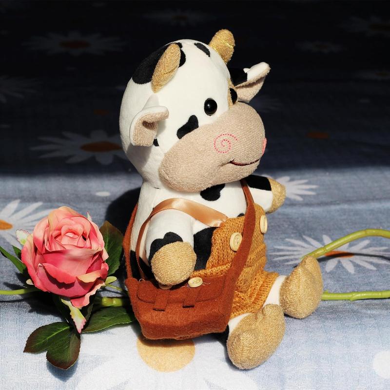 Little Cow Plush Stuffed Toy, 12 Inch, Rice White, Soft Plush Cow Toy for Kids Birthday Gift