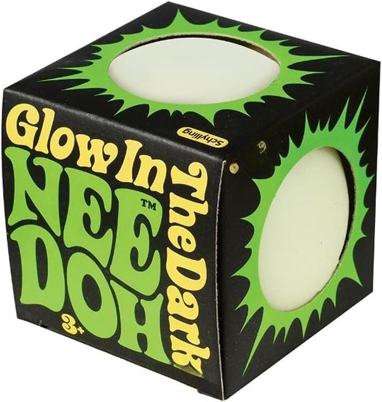 NeeDoh Glow in The Dark The Groovy Glowing Glob - Squishy, Squeezy, Stretchy Stress Balls - Set of 2