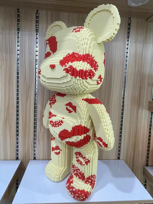 Big Red Lipstick Bear(18300pcs)-Multi color compressed link small building block series