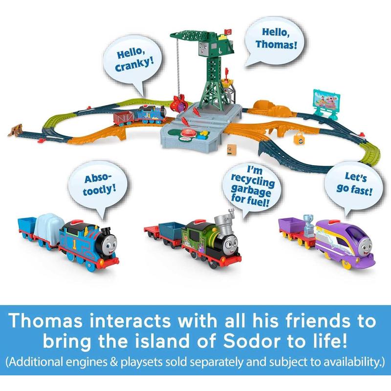 Motorized Toy Train Talking Thomas Engine with Sounds & Phrases Plus Cargo for Preschool Kids Ages 3+ Years-