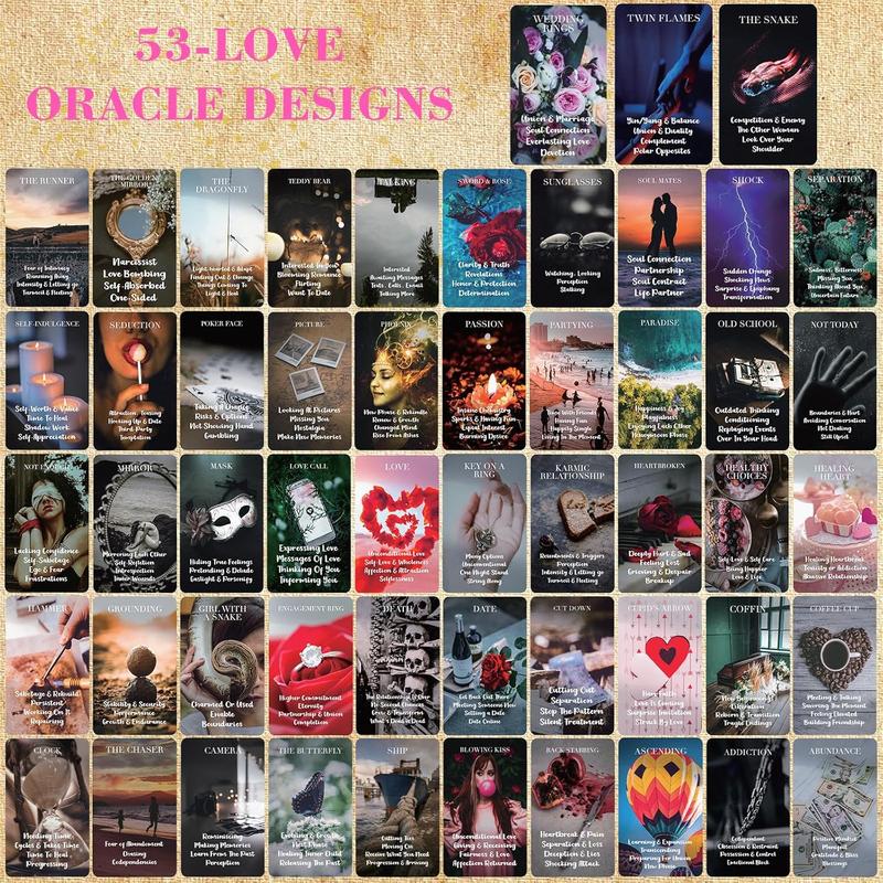 Love Oracle Cards for Beginners with Meanings on Them 53 PCS Loving Tarot Deck with Messages on Cards Providing Guidance on Life and Love Inquiries