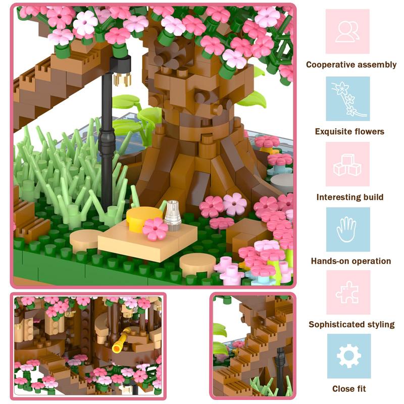 Cross-Border Cherry Blossom Tree Building Block Flowers Compatible With Various Brands Toys Decoration Collection Girl Bouquet Gift perfect christmas