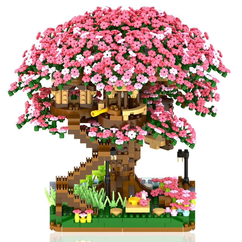 Cross-Border Cherry Blossom Tree Building Block Flowers Compatible With Various Brands Toys Decoration Collection Girl Bouquet Gift perfect christmas