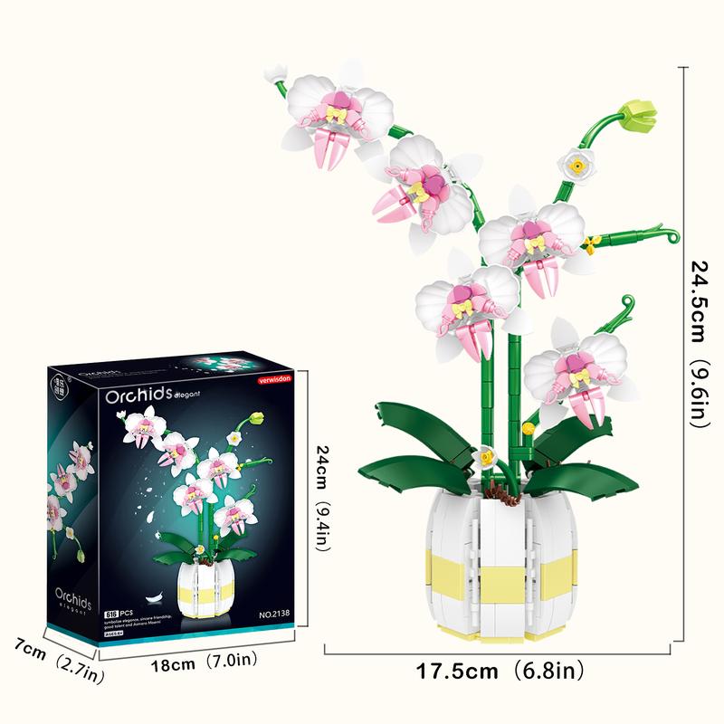 616pcs flower model building blocks assembling indoor decoration orchid building blocks assembling toys, building blocks flowers   flowers bouquet