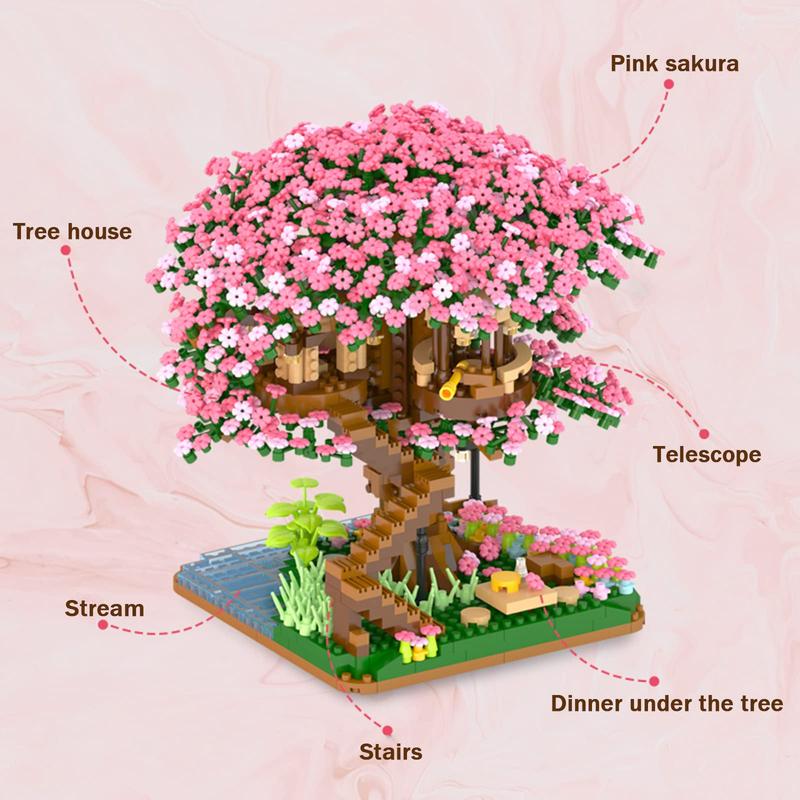 Cross-Border Cherry Blossom Tree Building Block Flowers Compatible With Various Brands Toys Decoration Collection Girl Bouquet Gift perfect christmas