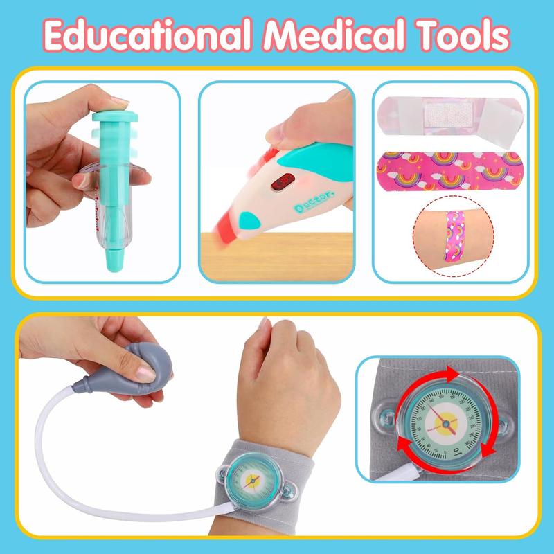 Doctor Kit for Toddlers 3-6 -  Play Set with Medical Bag & Realistic Stethoscope Light Kit for  Play Doctor Toys Age 3-6 Years Boy Girl Birthday Gift