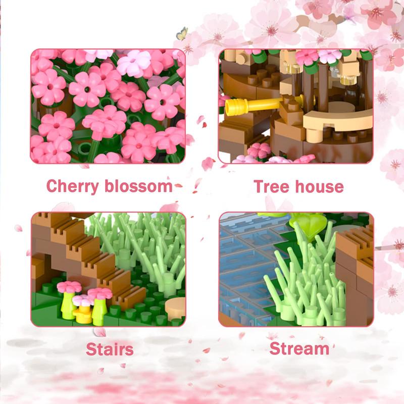 Cross-Border Cherry Blossom Tree Building Block Flowers Compatible With Various Brands Toys Decoration Collection Girl Bouquet Gift perfect christmas