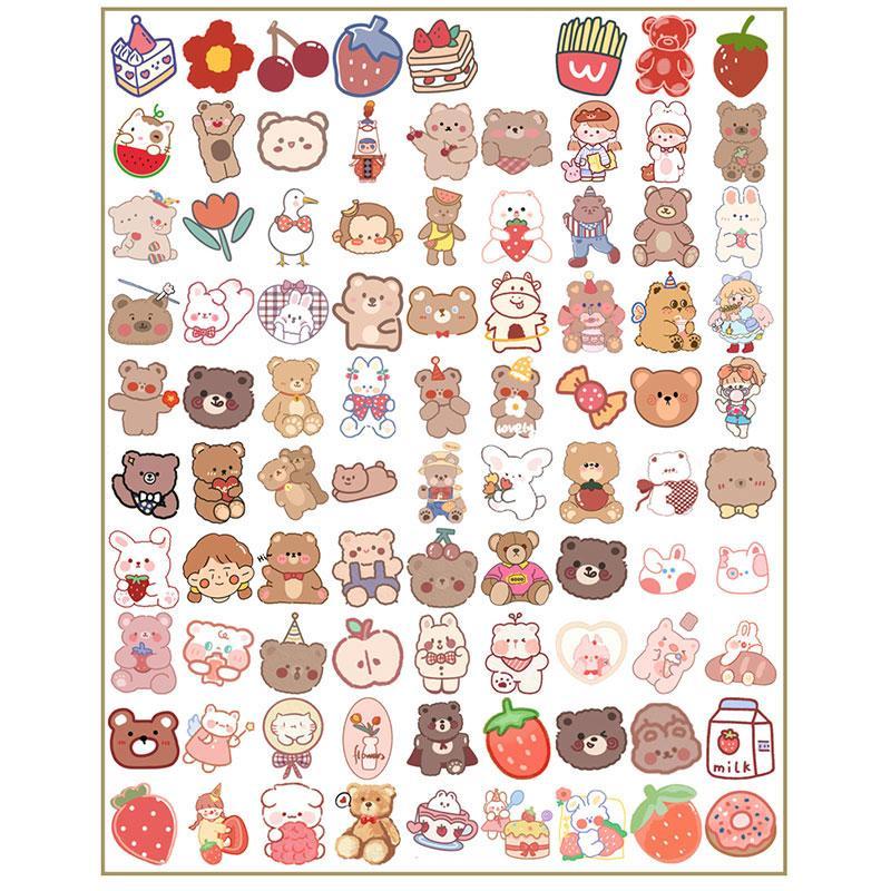 90pcs Cute Cartoon Bear Pattern Decorative Sticker, Self Adhesive Adorable Bear Stickers for Gift Bags Greeting Cards Gift Wrapping, Water Bottle Laptop, Notebook, Scrapbook & DIY Photo Album