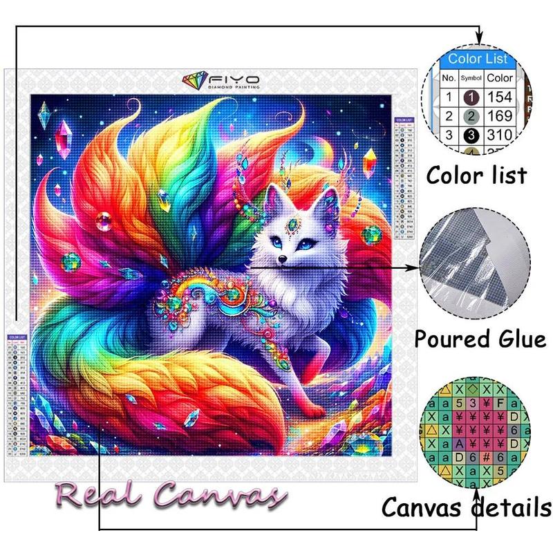 Diamond Painting Animal Full Diamond Mosaic Colorful Nine-tailed Fox Embroidery Art Cross Stitch Kits Home Decor Handmade Gift