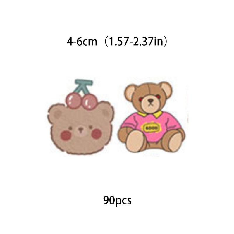 90pcs Cute Cartoon Bear Pattern Decorative Sticker, Self Adhesive Adorable Bear Stickers for Gift Bags Greeting Cards Gift Wrapping, Water Bottle Laptop, Notebook, Scrapbook & DIY Photo Album