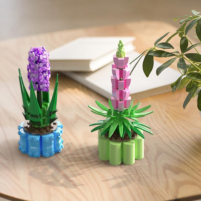 Educiro 3 Pack Botanical Collection Aloe Nobilis, Hyacinth, and Lupinus, Bonsai Plant Flowers Building Blocks Toys building toy