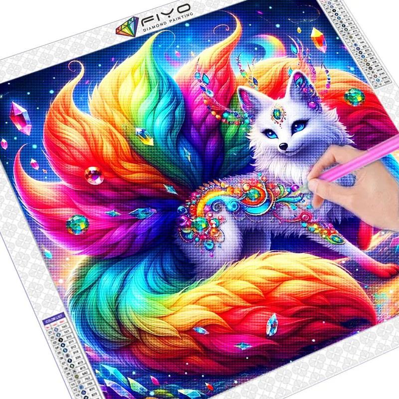 Diamond Painting Animal Full Diamond Mosaic Colorful Nine-tailed Fox Embroidery Art Cross Stitch Kits Home Decor Handmade Gift