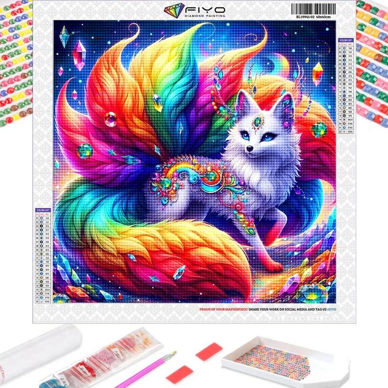 Diamond Painting Animal Full Diamond Mosaic Colorful Nine-tailed Fox Embroidery Art Cross Stitch Kits Home Decor Handmade Gift