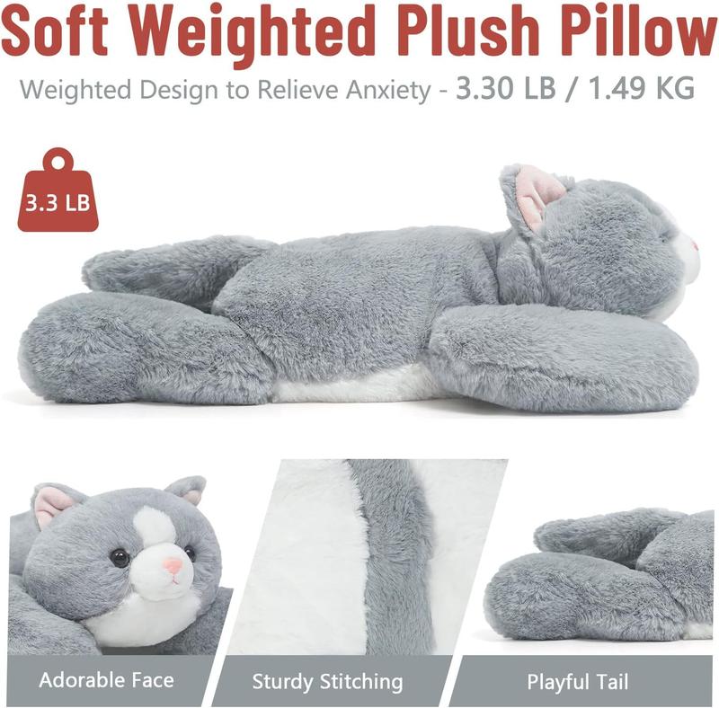 Niuniu Daddy Weighted Stuffed Animals for Kids, Weighted Cat Plush Toy, Plush Kitty Weighted Plushies for Christmas Birthday Gift weighted  stuffed Plush Cat Stuffed Animal Pillow anxiety relief