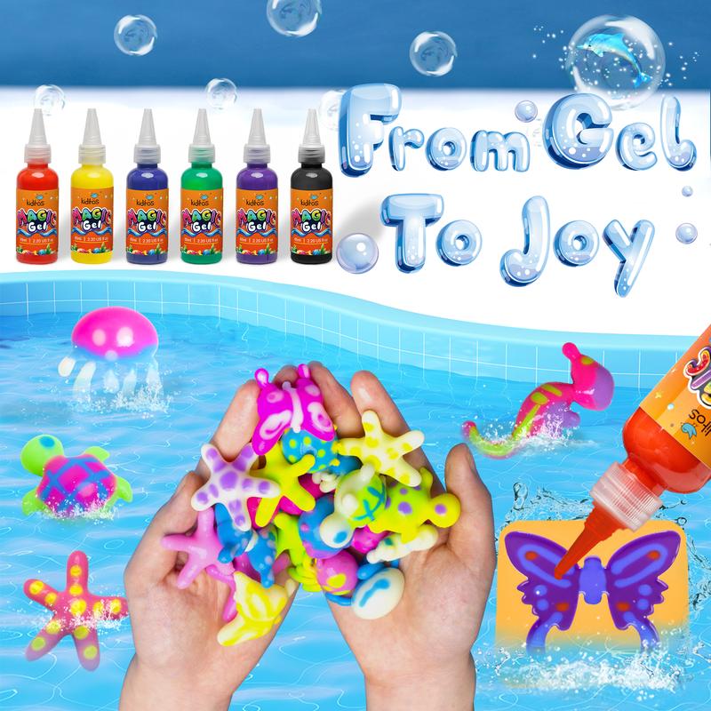 Kiditos Color Changing Magic Water Elf Toy Kit with 6 Colors Color Changing Gels, 6 Molds - Imaginative Play, Christmas Gifts, Birthday Gifts, Party Favors, and Family-Friendly DIY STEM Projects (6Colors)