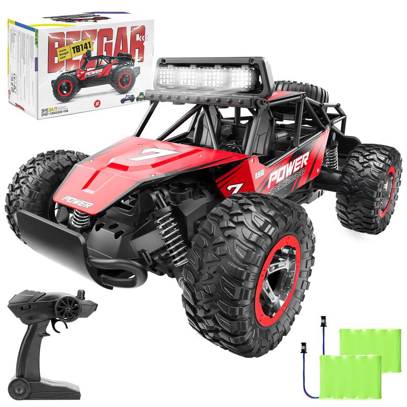 BEZGAR TB141 Remote Control Car - 2.4GHz High Speed 35KM H RC Cars Toys, 1:14 Monster RC Truck Off Road with LED Headlight and Rechargeable Battery Gifts for Adults Boys 8-12