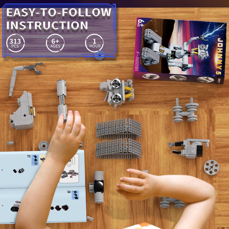 Johnny 5 Robot Short CircuiIt Building Toy Set for Kids, Boys, Girls; Johnny 5 Mecha Movie Circuit Robot Johnny 5 Figures Model Toys,  for Ages 7+ (313 Pieces) building bricks building block