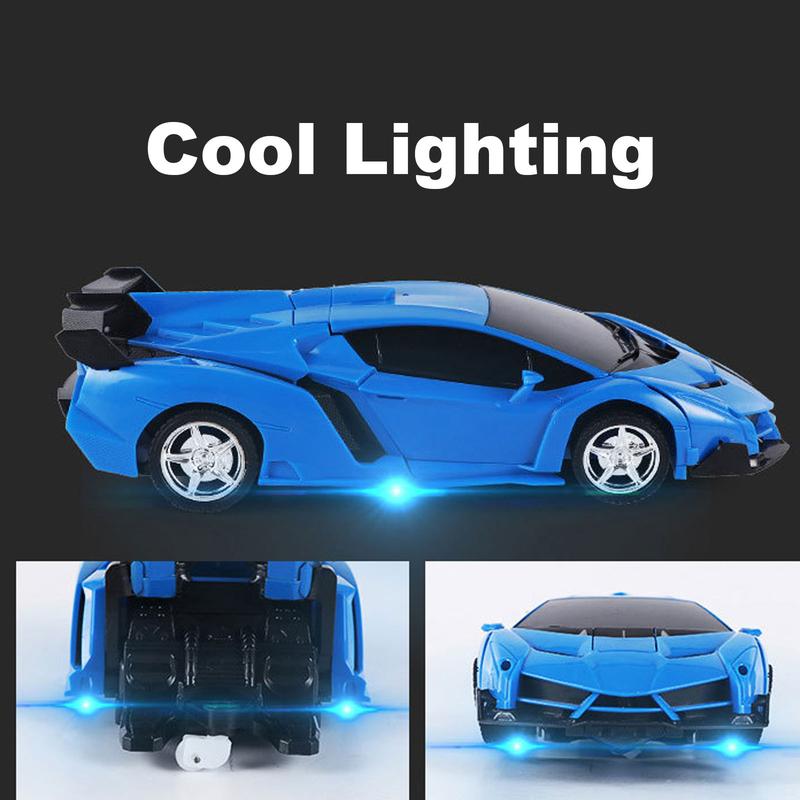 Aiqriwv Remote Control Car, Transform Remotecontrol Toy Car Robot Transformer Toys, One Button Deformation to Robot with Flashing Light, Transforming Car Kids Toys with 360 Degree Rotating Drifting, Toys for Boys Girls Gift