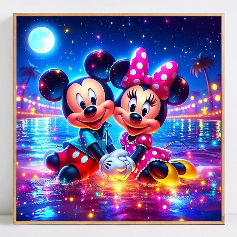 Mickey Mouse Pattern DIY Diamond Arts Colorful Painting Kit without Frame, DIY Decorative Art Picture, Wall Art Decor for Home Living Room Bedroom