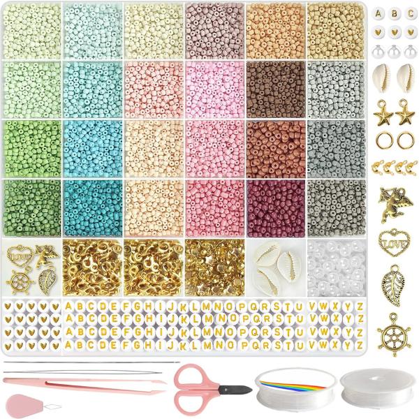 Christmas gift 8500pcs 3mm Glass Seed Beads Kit: 24 Colorful Beads for Jewelry Making & Friendship Bracelets - Perfect Craft Gifts for Girls