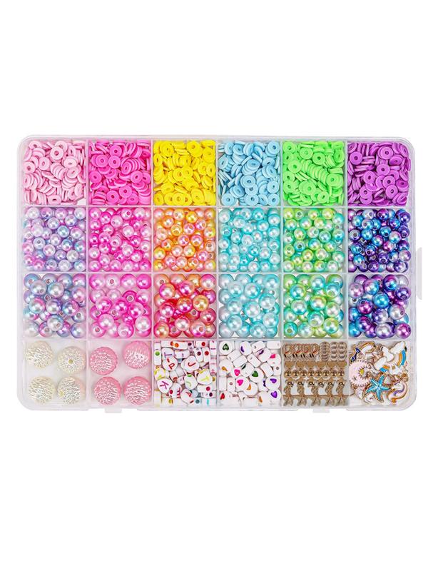 Mermaid & Unicorn Themed Bead Kit, Soft Clay Charms for DIY Bracelets, Necklaces, Earrings & Keychains, Craft Jewelry Making Set