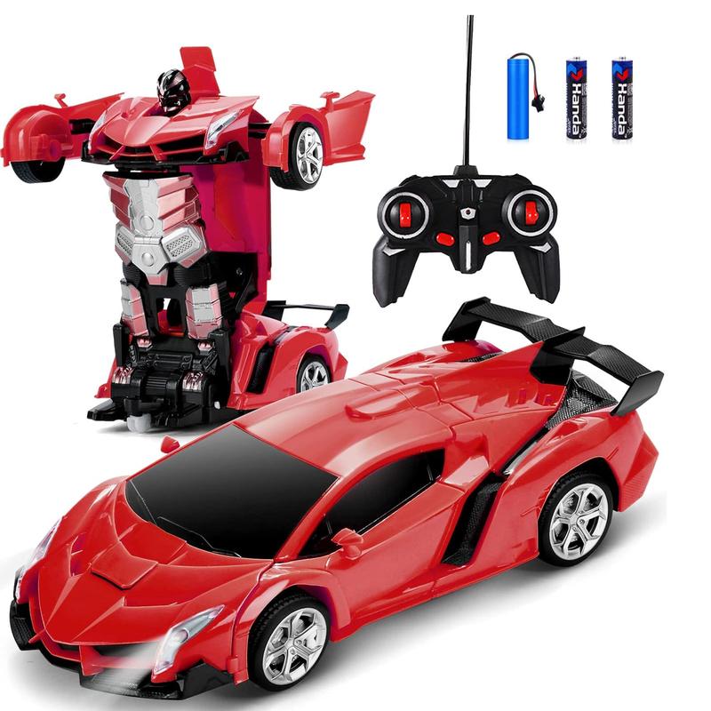 Aiqriwv Remote Control Car, Transform Remotecontrol Toy Car Robot Transformer Toys, One Button Deformation to Robot with Flashing Light, Transforming Car Kids Toys with 360 Degree Rotating Drifting, Toys for Boys Girls Gift