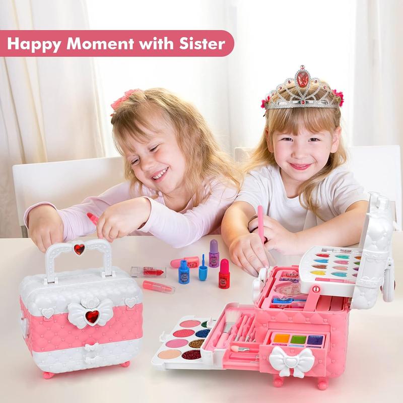 Kids Makeup Kit Girl Toys for Gifts, Toys for Girls Real Washable Makeup Girls Princess Birthday Gift Play Make Up Toys Makeup Vanities for Girls Toys Age 4 5 6 7 8 9