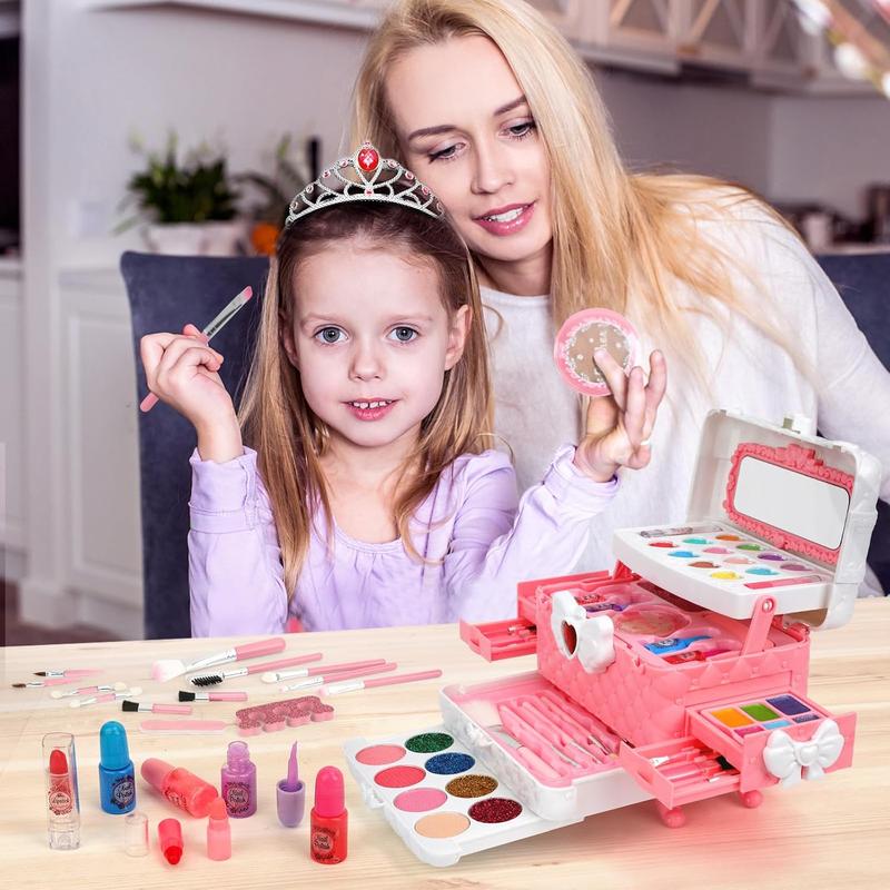 Kids Makeup Kit Girl Toys for Gifts, Toys for Girls Real Washable Makeup Girls Princess Birthday Gift Play Make Up Toys Makeup Vanities for Girls Toys Age 4 5 6 7 8 9