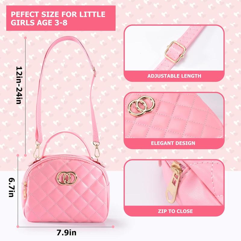 Little Girls Purse, Toddler Girl Toys for 3 4 5 6 Year Old, Kids Purses with Accessories, Pretend Play Handbag and Princess Kit, Pink Toy Valentines Gifts for Girls