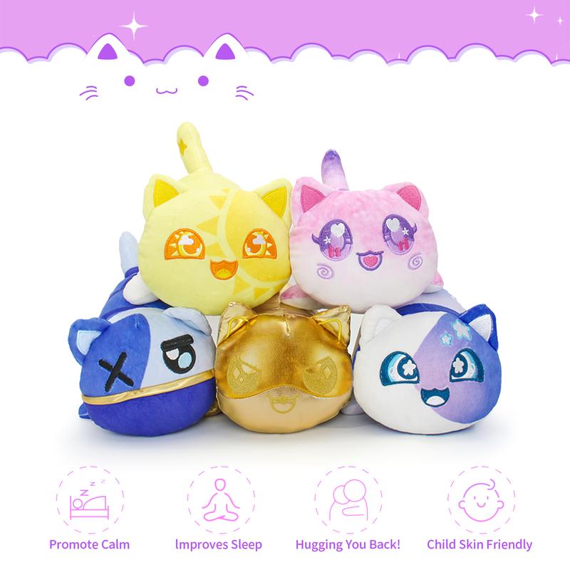 69-PCS  11-inches Cat Plush+ 60-Sticker + 8-Pcs Shoe Charms - Galaxy Cat Collection - 100% Embroidered Plushie - Cat Stuffed Animal Collectible (Sun, Moon, Galaxy, Gold Ein, Ninja Zane Cat )