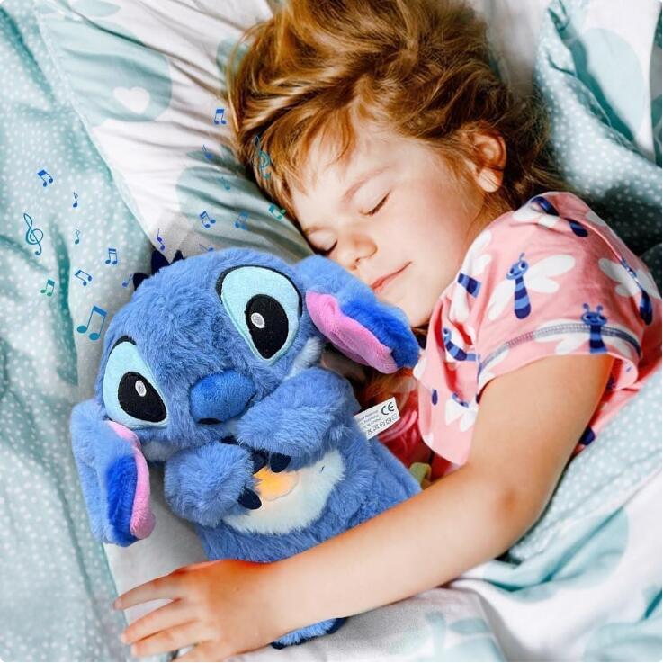 Anxiety Relief Plush Toys, Cute Breathing Stuffed Animal Soothing Plushie Doll with Sensory Details Music Lights & Rhythmic Breathing Motion for Boys Girls Adults Sleeping