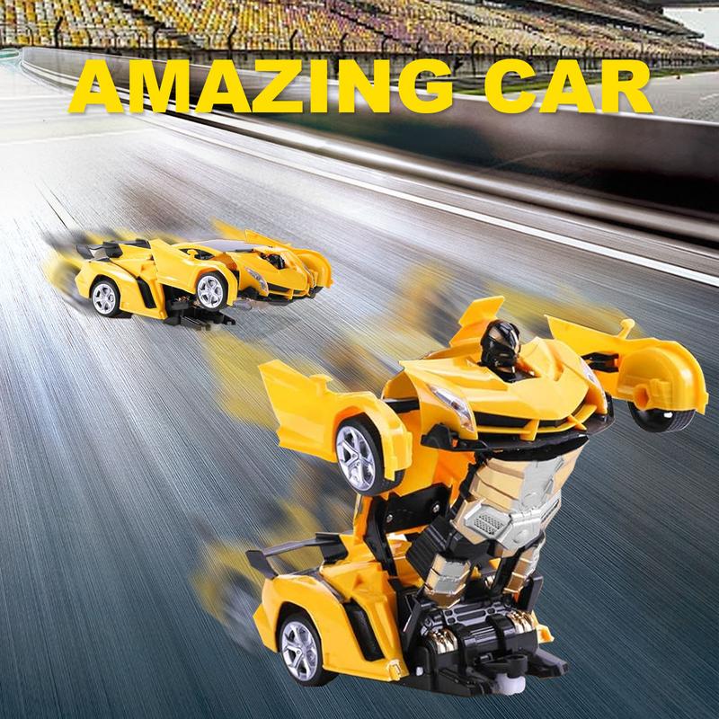 Aiqriwv Remote Control Car, Transform Remotecontrol Toy Car Robot Transformer Toys, One Button Deformation to Robot with Flashing Light, Transforming Car Kids Toys with 360 Degree Rotating Drifting, Toys for Boys Girls Gift