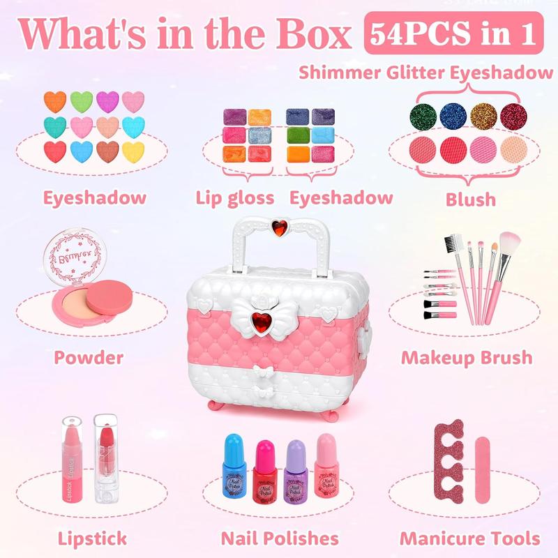 Kids Makeup Kit Girl Toys for Gifts, Toys for Girls Real Washable Makeup Girls Princess Birthday Gift Play Make Up Toys Makeup Vanities for Girls Toys Age 4 5 6 7 8 9