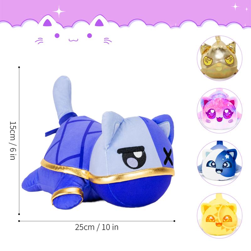 69-PCS  11-inches Cat Plush+ 60-Sticker + 8-Pcs Shoe Charms - Galaxy Cat Collection - 100% Embroidered Plushie - Cat Stuffed Animal Collectible (Sun, Moon, Galaxy, Gold Ein, Ninja Zane Cat )