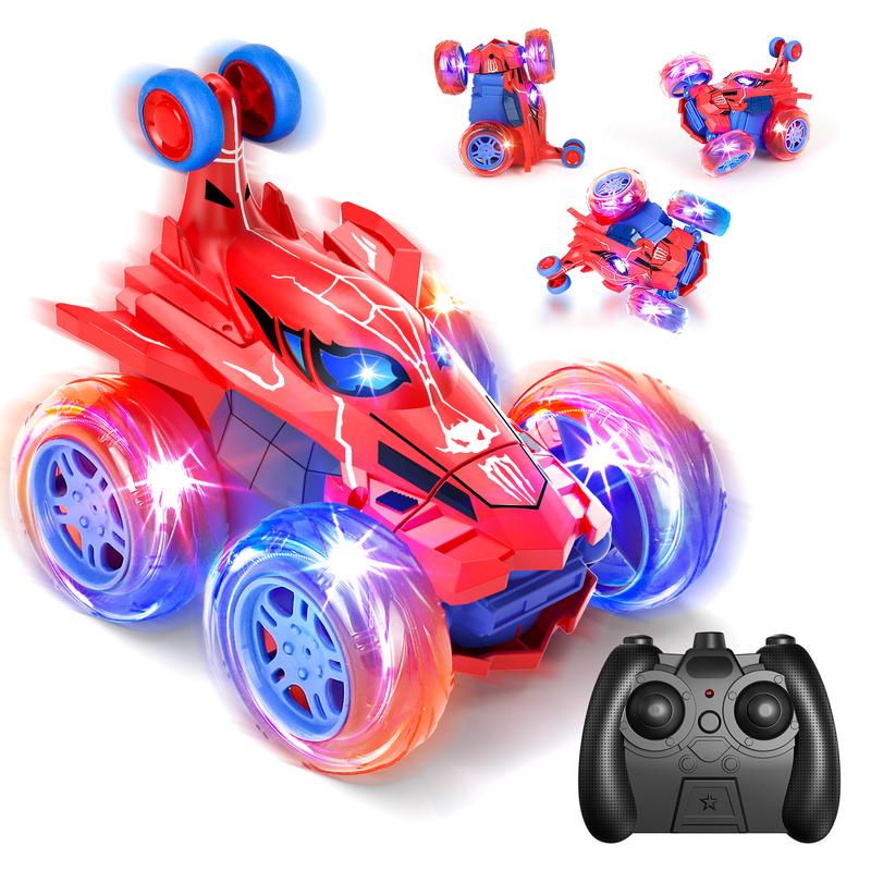 Remote Control Car for Kids, RC Stunt Cars 360° Spinning RC Cars, Cool Rechargeable Stunt RC Car with 360 Flips 4WD Wheel Lights, Gifts for Boys Girls，RC Dinosaur stunt car