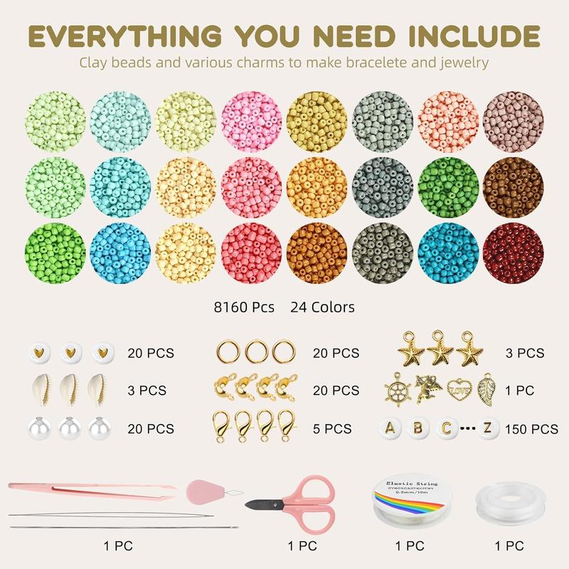 Christmas gift 8500pcs 3mm Glass Seed Beads Kit: 24 Colorful Beads for Jewelry Making & Friendship Bracelets - Perfect Craft Gifts for Girls