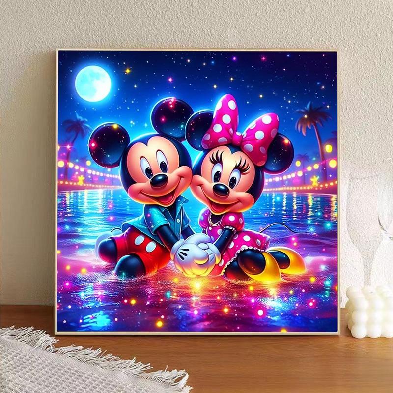 Mickey Mouse Pattern DIY Diamond Arts Colorful Painting Kit without Frame, DIY Decorative Art Picture, Wall Art Decor for Home Living Room Bedroom