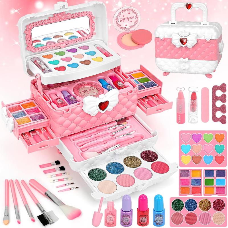 Kids Makeup Kit Girl Toys for Gifts, Toys for Girls Real Washable Makeup Girls Princess Birthday Gift Play Make Up Toys Makeup Vanities for Girls Toys Age 4 5 6 7 8 9