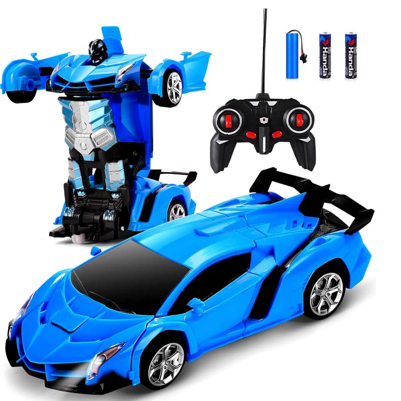 Aiqriwv Remote Control Car, Transform Remotecontrol Toy Car Robot Transformer Toys, One Button Deformation to Robot with Flashing Light, Transforming Car Kids Toys with 360 Degree Rotating Drifting, Toys for Boys Girls Gift