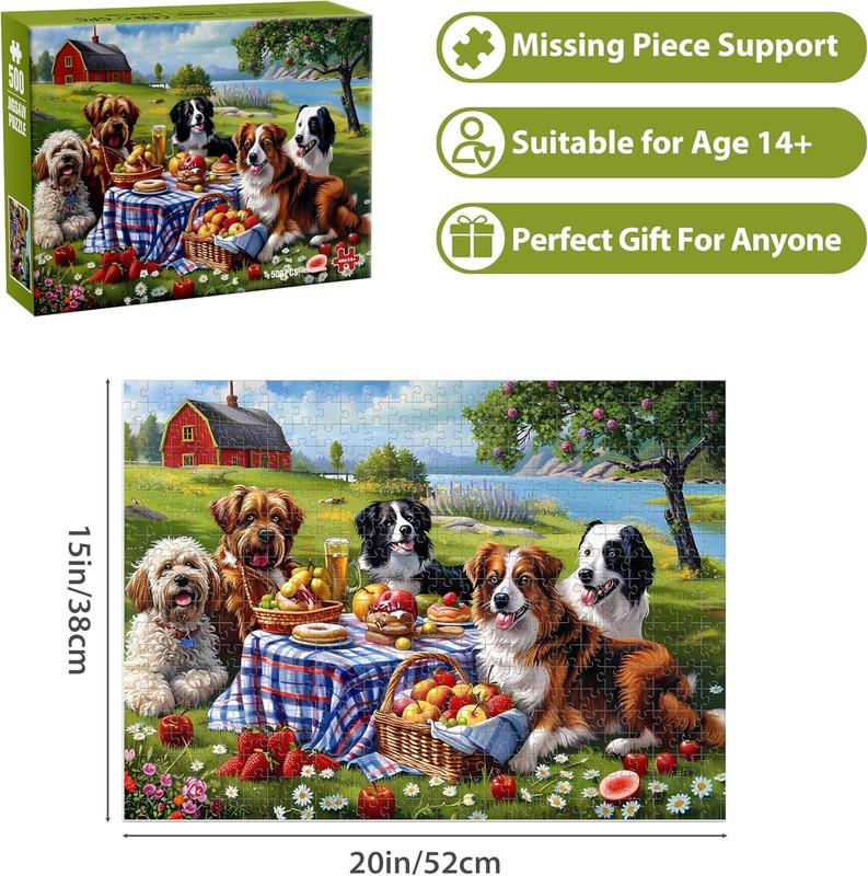 500 count Puzzles for AdultsDogs Jigsaw Puzzle for Adults Children ElderlyRecycled Paper Puzzle 500 PiecesChallenging Family Activity Game Gift for Family Friends Men Women Seniors (21x15in)