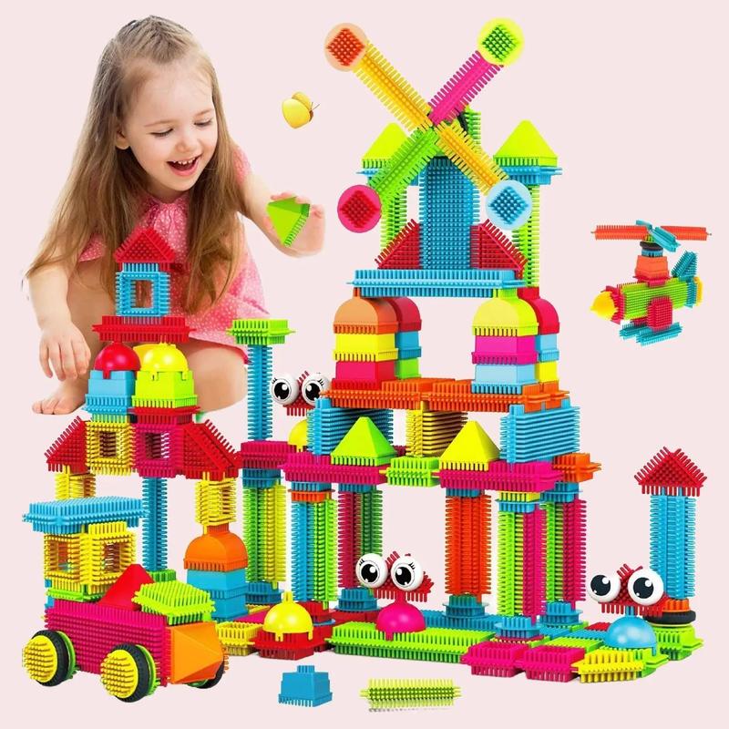 Contixo ST5 STEM Bristle Blocks | 144-Piece Educational Toy Set for Kids 3-8 | Sensory Learning, Creativity & Fun | Bright Rainbow Colors building toy christmas toy