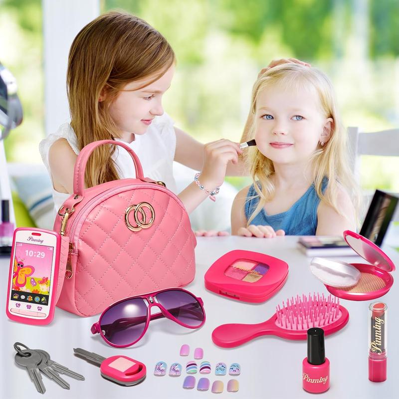 Little Girls Purse, Toddler Girl Toys for 3 4 5 6 Year Old, Kids Purses with Accessories, Pretend Play Handbag and Princess Kit, Pink Toy Valentines Gifts for Girls