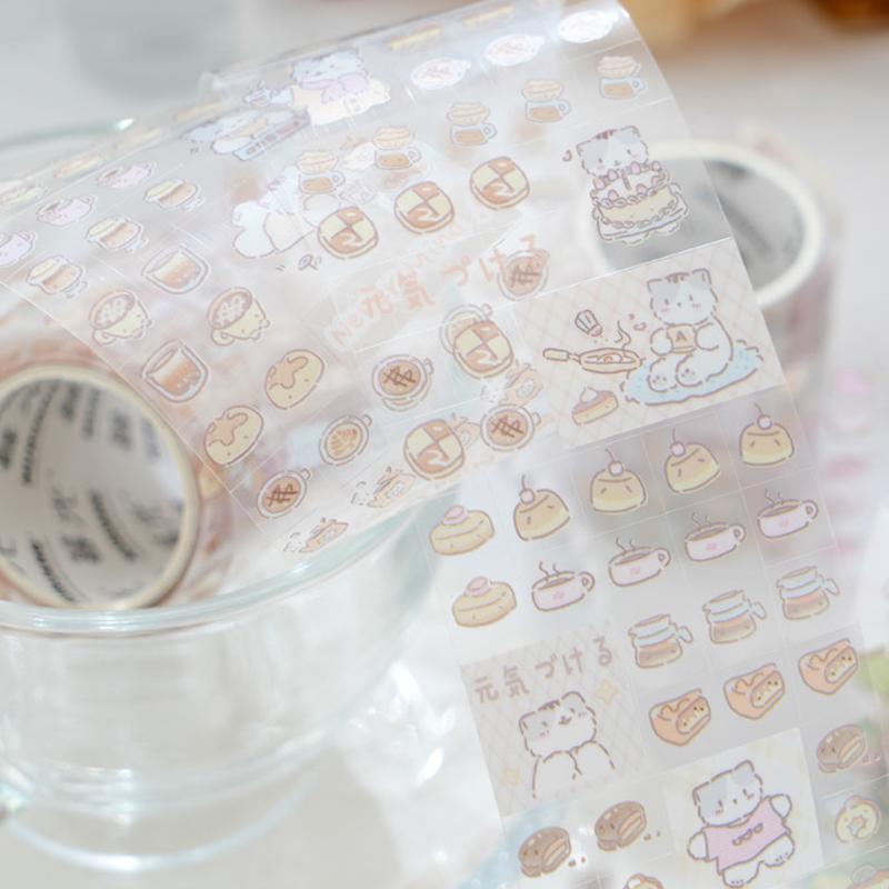 Cute Cartoon Pattern Sticker Tape, 1 Roll Creative Decorative Sticker, Diy Decor Sticker for Scrapbooking, Journaling, Gift Wrapping