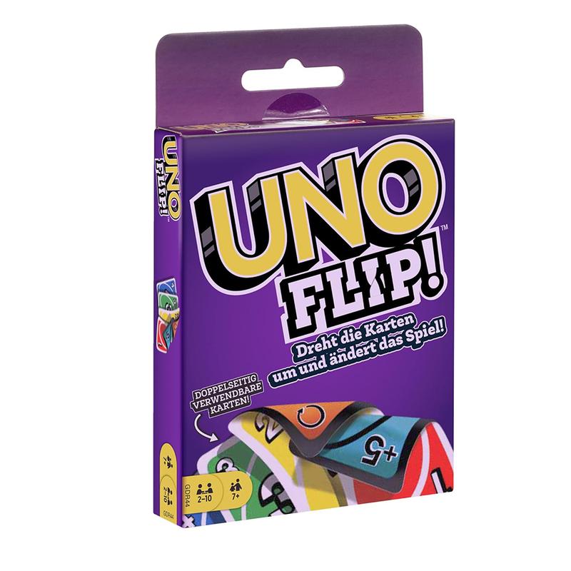 UNO FLIP! Family Card Game, with 112 Cards in a Sturdy Storage Tin, Makes a Great Game for 7 Year Olds and Up