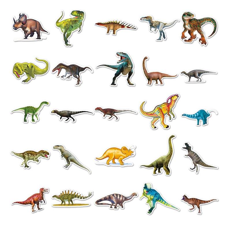 50 Sheets Dinosaur Pattern Sticker, Cartoon Animals Pattern Stickers, Cute Waterproof Decorative Stickers, DIY Decals For Water Bottle, Laptop, Phone Case, Scrapbooking, Journal Making